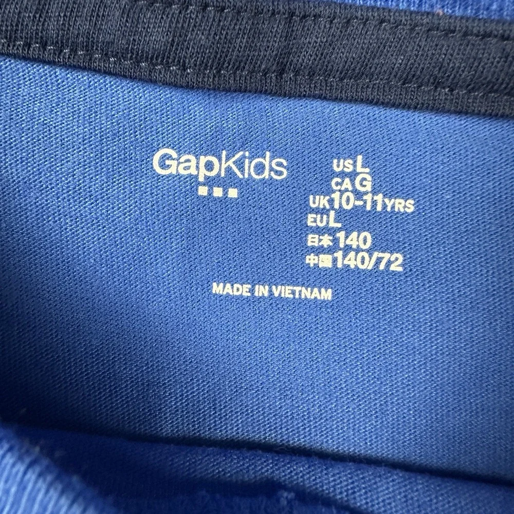 Gap Kids Large 32x22.5 Inch Long Sleeve‎ Shirt Blue White Sport Basketball NWT